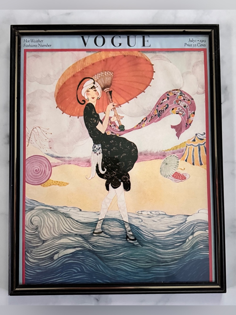 Vintage 1975 Vogue Poster Book Helen Dryden 1919 Art Deco Beach Print Framed